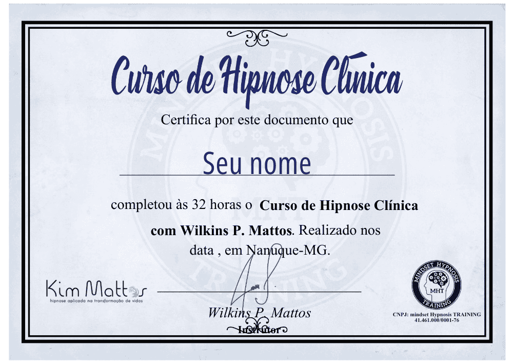 Certificado de 32h - Mindset Hypnosis